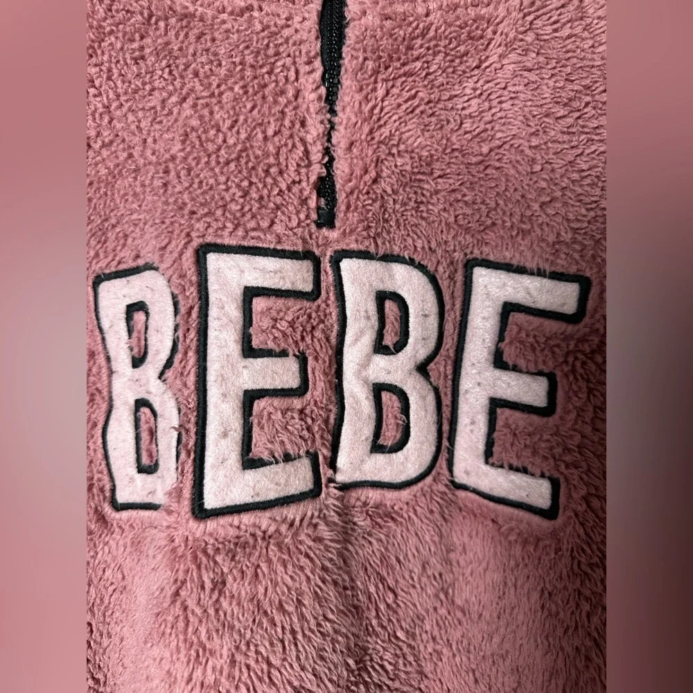 Bebe Sport Pink Sherpa Fleece Pullover Women’s XL 1/4 Zip Cozy Sweatshirt Jacket